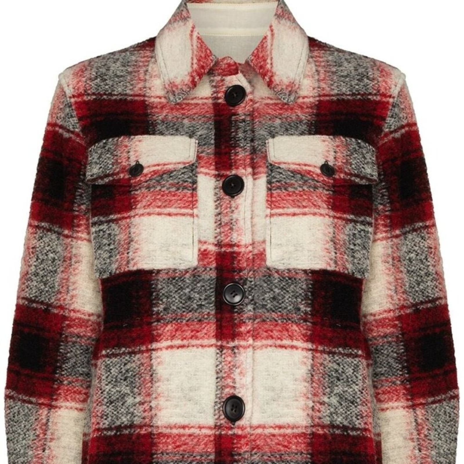 100% Auth Isabel Marant Gastino Jacket Coat Plaid Black/Red Size 42 - 10/12 Us